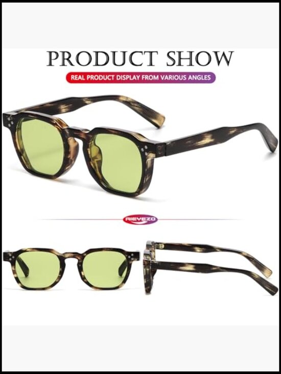 Square Retro Sunglasses with UV400 Protection Thick Frame Unisex Shades Trendy